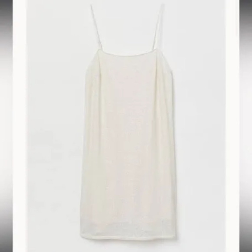 Elegant Sparkle Ivory Slip Dress